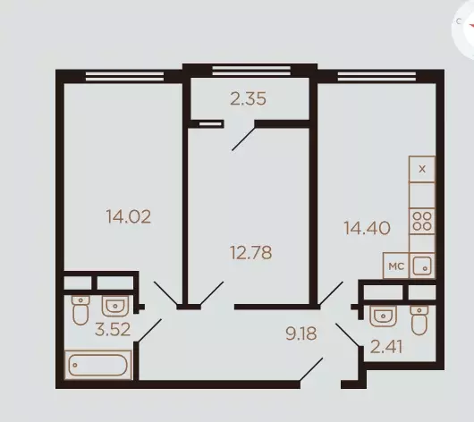 Продаётся 2-к квартира, 58.6 м - Фото 0