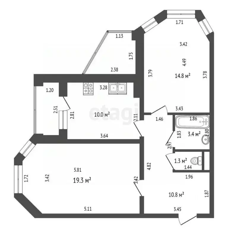 2-к кв. Тамбовская область, Тамбов Магистральная ул., 39к2 (59.5 м) - Фото 1