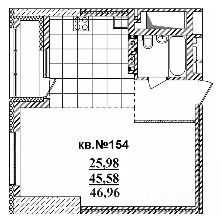 Студия Новосибирская область, Новосибирск Садовая ул., 17 (46.96 м) - Фото 0