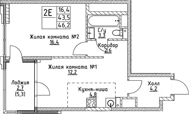 1-к кв. Москва Миклухо-Маклая ул., 23 (46.2 м) - Фото 2