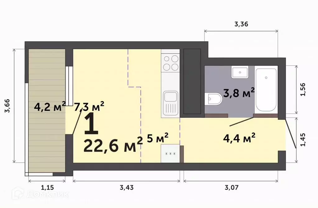 Продаётся квартира-студия, 22.6 м - Фото 0