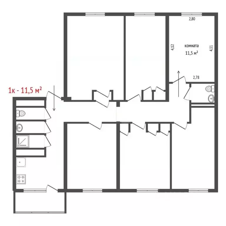 Комната Свердловская область, Екатеринбург пер. Саперов, 5 (11.5 м) - Фото 2