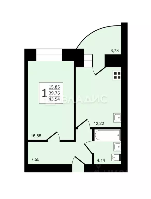 1-к кв. Рязанская область, Рязань Вишневая ул., 21 (40.0 м) - Фото 1