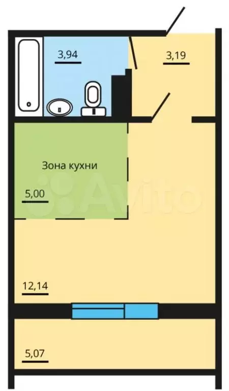 Квартира-студия, 24,5 м, 10/10 эт. - Фото 0