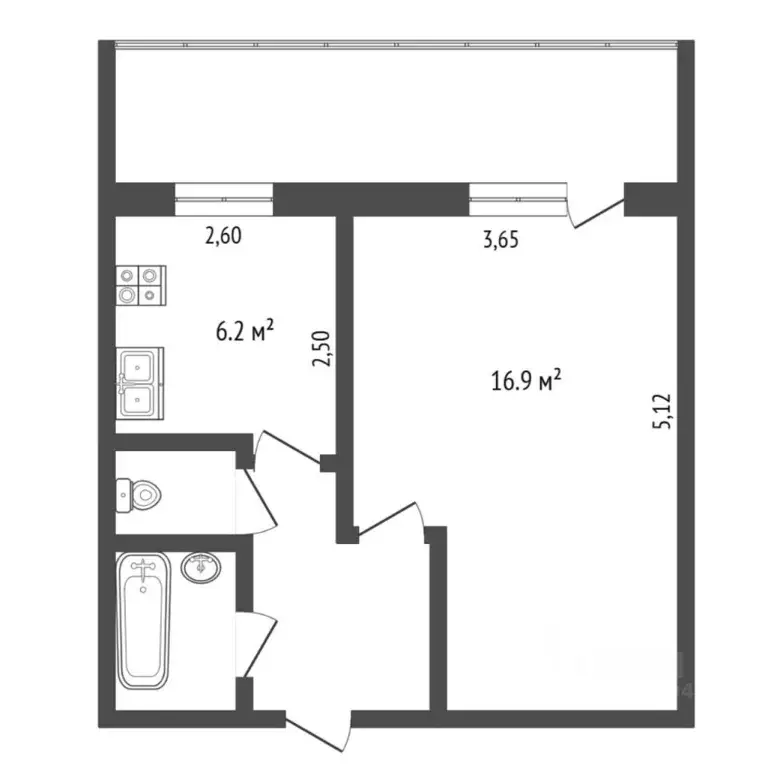 1-к кв. Тюменская область, Тюмень Одесская ул., 18а (31.0 м) - Фото 2