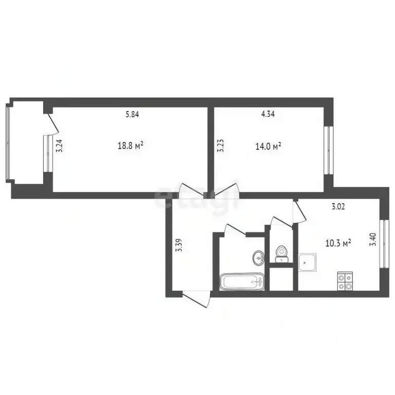 2-к кв. Москва ул. Бутлерова, 4 (58.0 м) - Фото 1