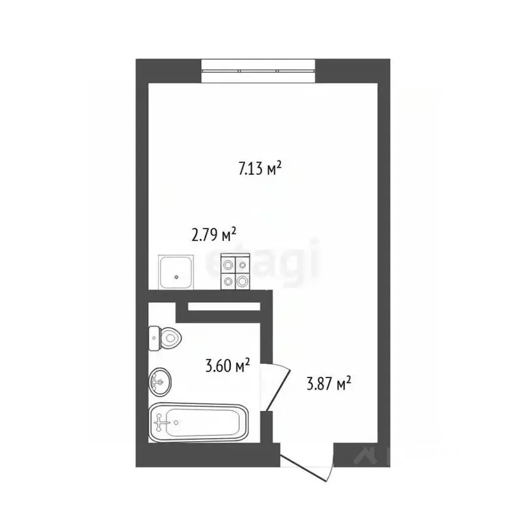 Студия Тюменская область, Тюмень Интернациональная ул., 199 (18.0 м) - Фото 2