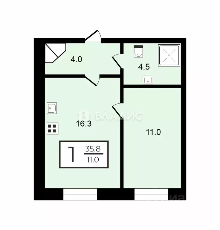 1-к кв. Санкт-Петербург Введенская ул., 9 (35.8 м) - Фото 2