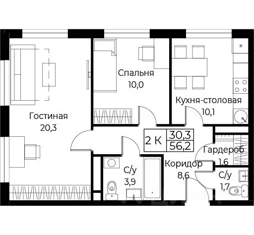 2-к кв. Москва ул. Наметкина, 10Д (56.2 м) - Фото 1