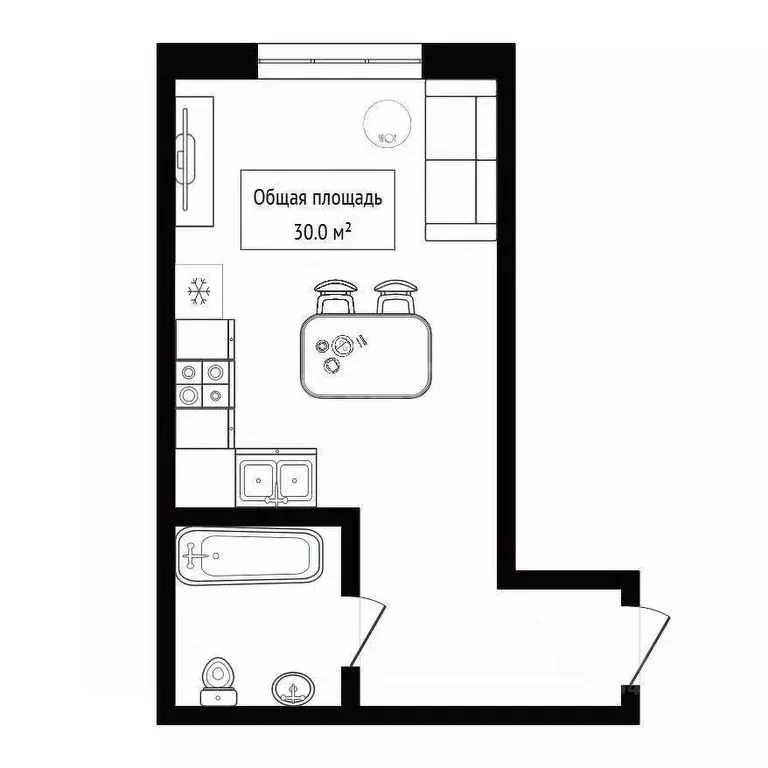 Студия Новосибирская область, Новосибирск ул. Забалуева, 3/1 (30.0 м) - Фото 2