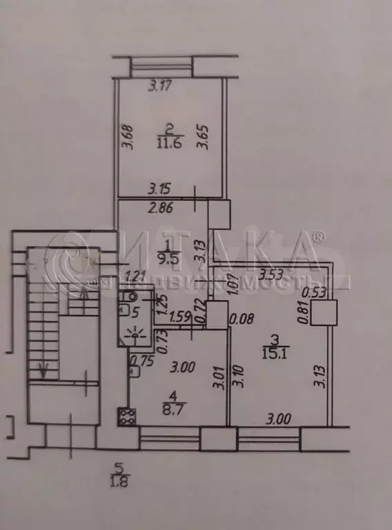 2-к. квартира, 46,7 м, 1/5 эт. - Фото 0