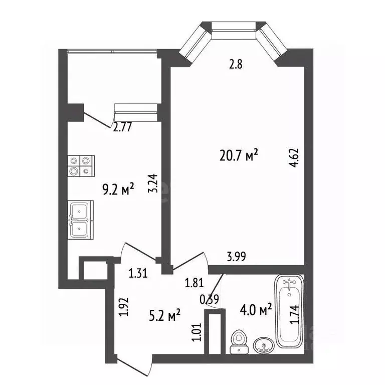 1-к кв. Крым, Феодосия ш. Симферопольское, 11к1 (39.1 м) - Фото 2