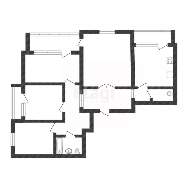 4-к кв. Белгородская область, Белгород ул. Щорса, 39б (77.9 м) - Фото 2