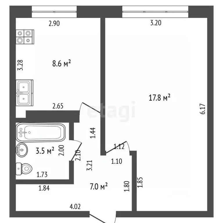 1-к кв. Башкортостан, Стерлитамак Коммунистическая ул., 68 (36.9 м) - Фото 2