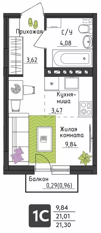 Квартира-студия: Пермь, Верхне-Вишерская улица, 40 (21.3 м) - Фото 0