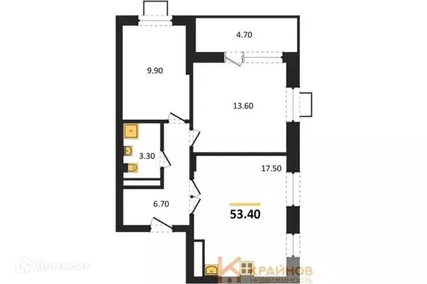Продаётся 2-к квартира, 53.4 м - Фото 0