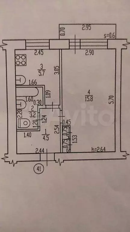1-к. квартира, 29,7 м, 3/5 эт. - Фото 0