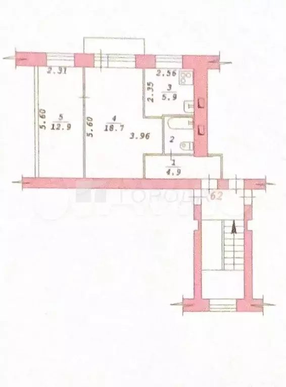 2-к. квартира, 45,4 м, 5/5 эт. - Фото 0