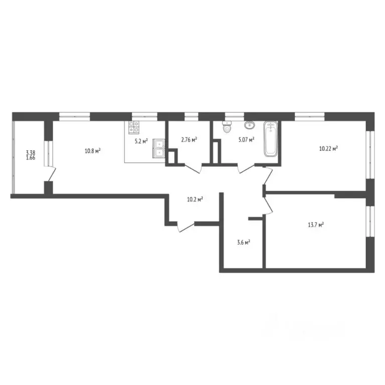 2-к кв. Тюменская область, Тюмень ул. Новоселов, 90 (67.14 м) - Фото 2