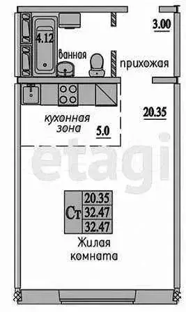 Квартира-студия, 32 м, 2/10 эт. - Фото 0