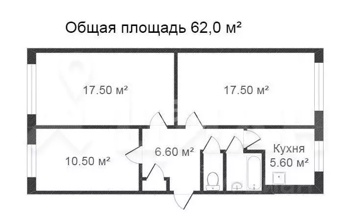 3-к кв. Челябинская область, Озерск Октябрьская ул., 16 (63.9 м) - Фото 1