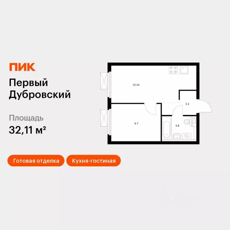 1-к кв. Москва Новоостаповская ул., 7к2 (32.11 м) - Фото 1