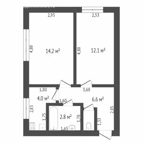 2-комнатная квартира: Ишим, Большая улица, 159 (40 м) - Фото 0