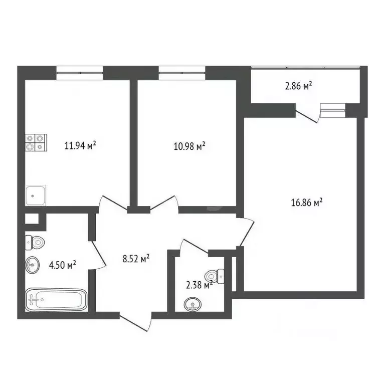 2-к кв. Тюменская область, Тюмень ул. Фармана Салманова, 12 (56.0 м) - Фото 0