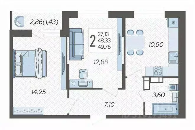 Квартира, 2 комнаты, 50 м - Фото 0