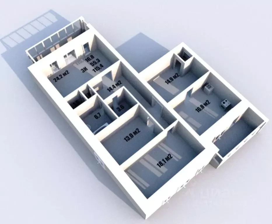 3-к кв. Вологодская область, Вологда Ленинградская ул., 103б (121.0 м) - Фото 0
