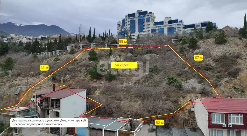 Участок в Крым, Ялта муниципальный округ, Гурзуф пгт  (25.0 сот.) - Фото 1