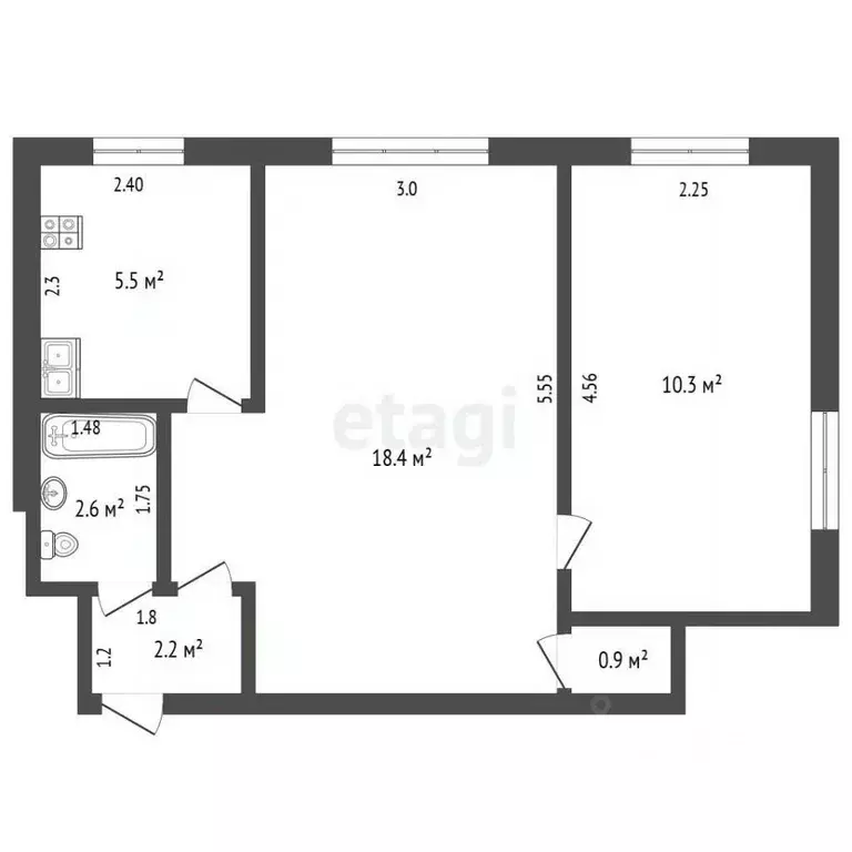 2-к кв. Башкортостан, Бирск Советская ул., 40а (39.9 м) - Фото 1