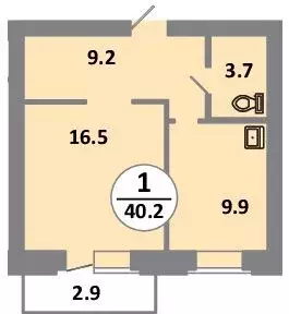 Продаётся 1-к квартира, 40.1 м - Фото 0