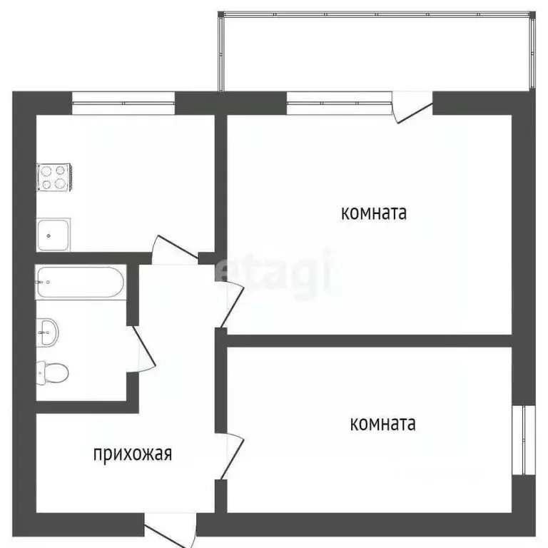 2-к кв. Тюменская область, Тобольск 7-й мкр, 13 (40.9 м) - Фото 1