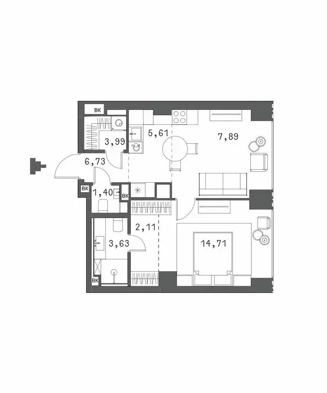 1-комнатная квартира: Москва, Садовая-Сухаревская улица, 14с1 (46.8 м) - Фото 0