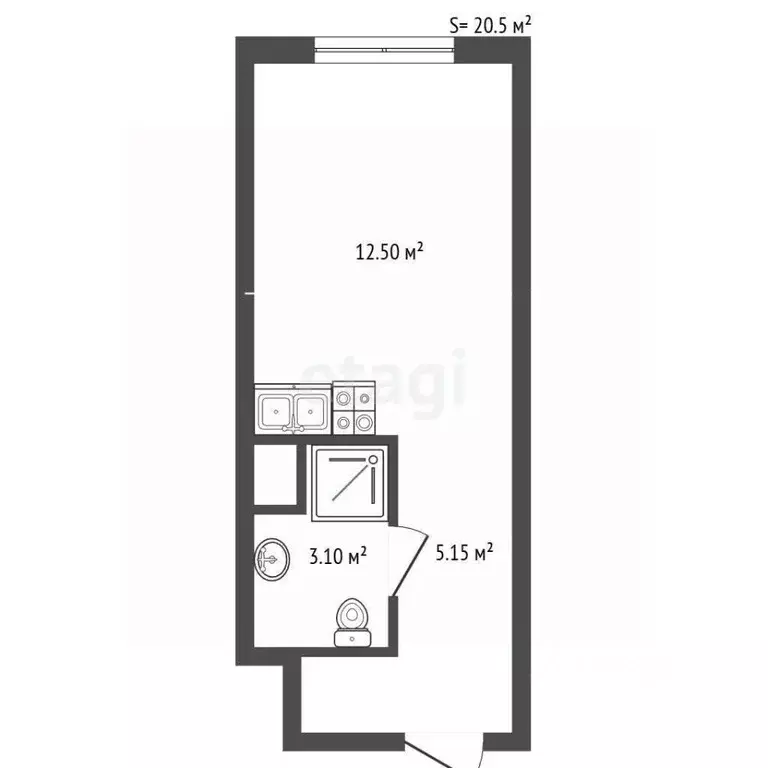 Студия Санкт-Петербург просп. Стачек, 64 (20.5 м) - Фото 2
