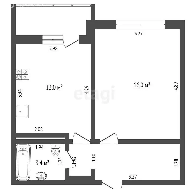1-комнатная квартира: Тюмень, улица Александра Протозанова, 10 (39 м) - Фото 1
