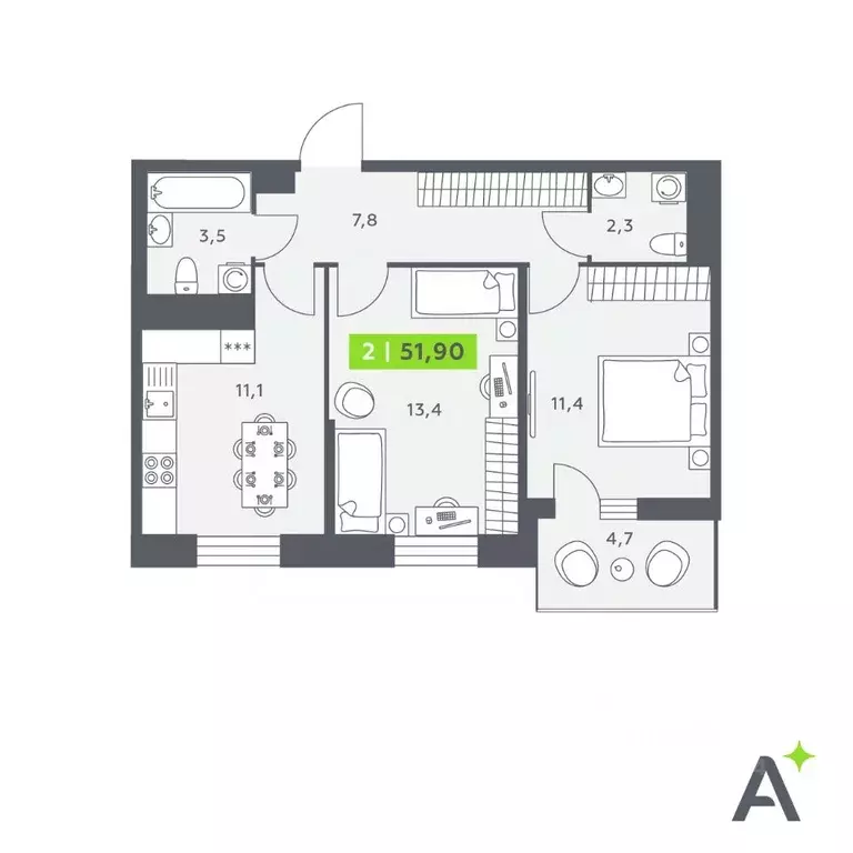 2-к кв. Ленинградская область, Кудрово г. Всеволожский район, ... - Фото 0