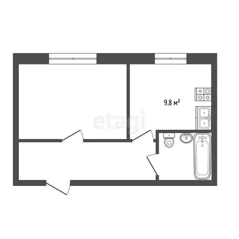 1-комнатная квартира: Ялуторовск, улица Чапаева, 10 (32.2 м) - Фото 1