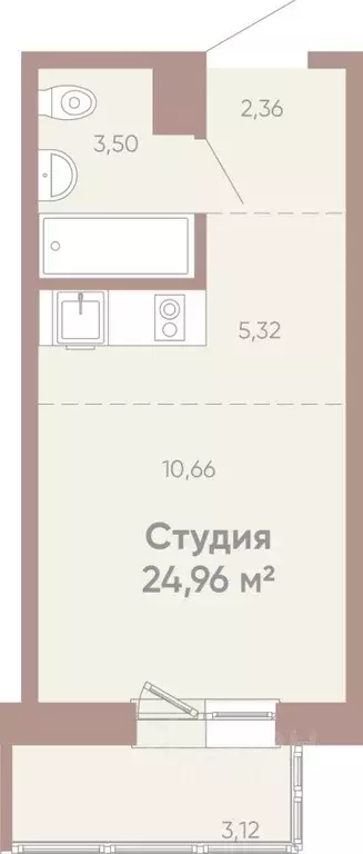 1-к кв. Иркутская область, Иркутск Советская ул., 109/3 (24.96 м) - Фото 0
