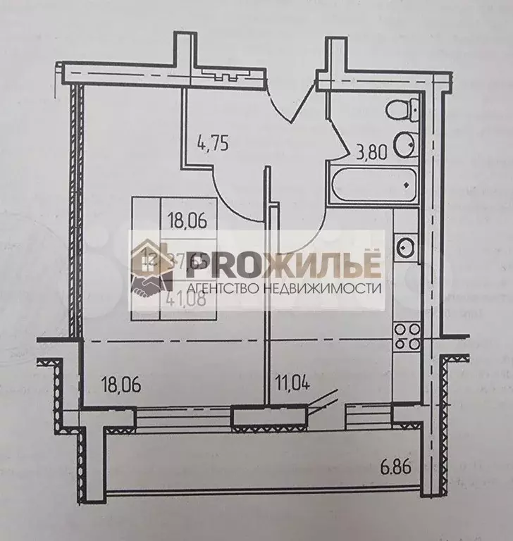 1-к. квартира, 37,8 м, 5/5 эт. - Фото 0