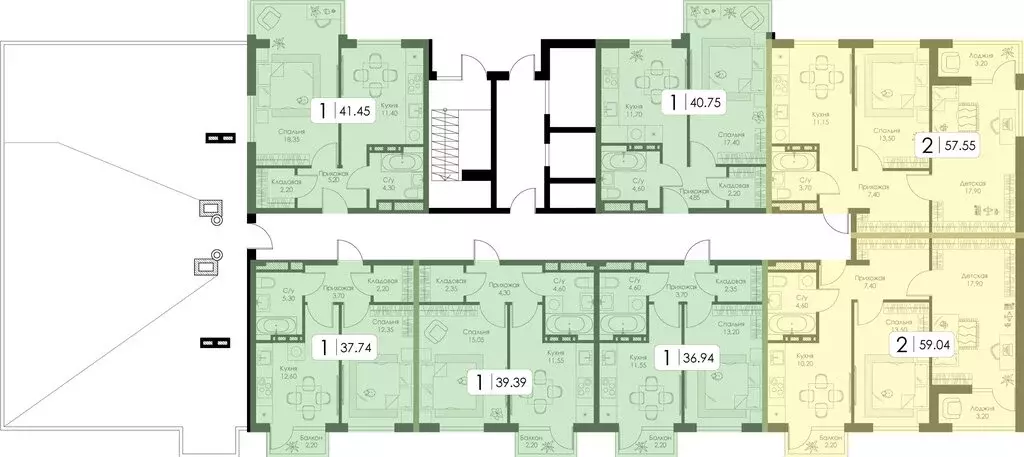 2-комнатная квартира: Смоленск, ЖК Среда (57.55 м) - Фото 1