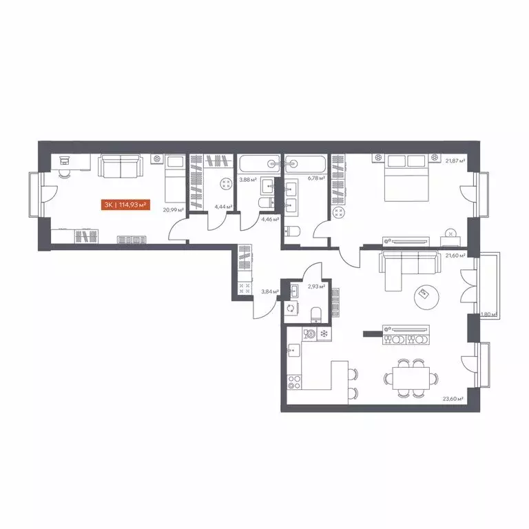 3-комнатная квартира: Томск, Красноармейская улица, 144 (114.93 м) - Фото 2