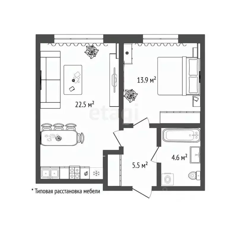 1-к кв. Тюменская область, Тюмень проезд Тихий, 6 (46.6 м) - Фото 2