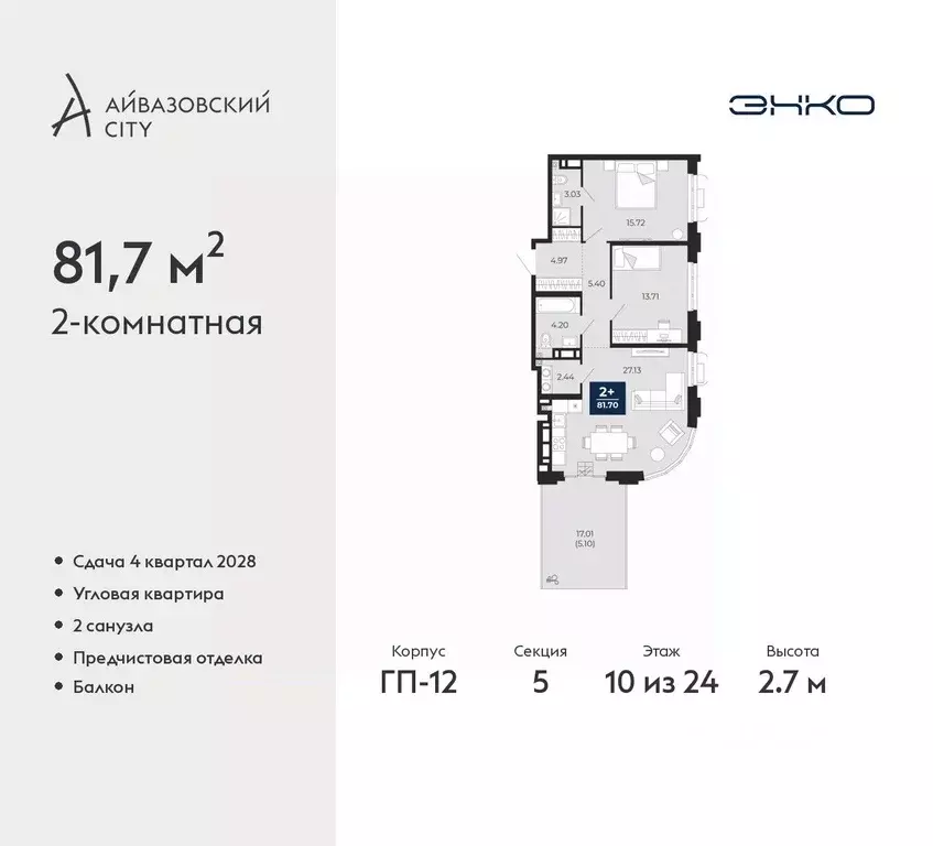 2-к кв. Тюменская область, Тюмень Айвазовский Сити жилой комплекс ... - Фото 0