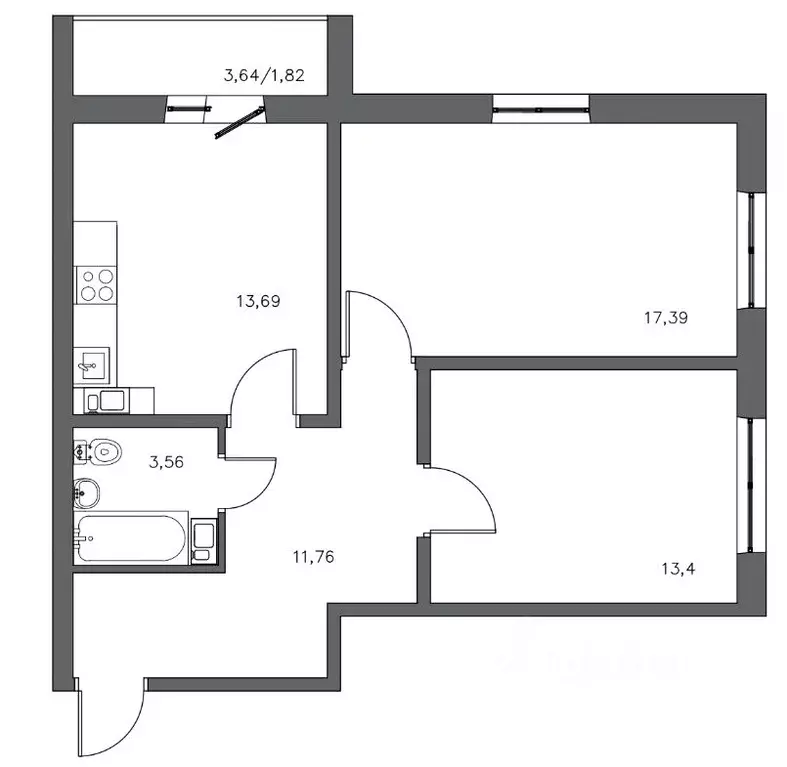 2-к кв. Оренбургская область, Оренбург просп. Победы, 153 (61.62 м) - Фото 1