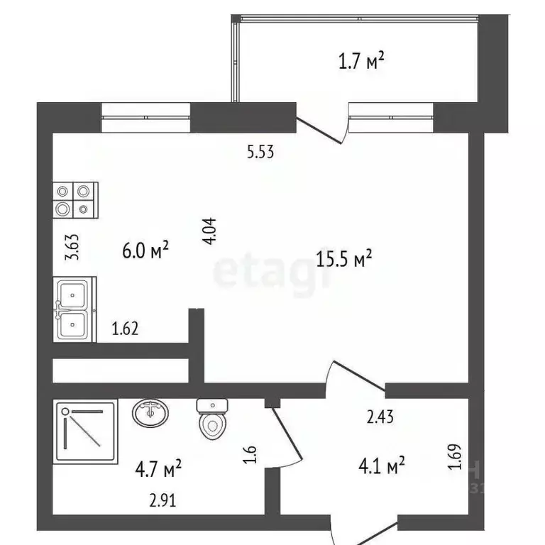 Студия Ямало-Ненецкий АО, Новый Уренгой Дружба мкр, 5/4 (30.3 м) - Фото 0