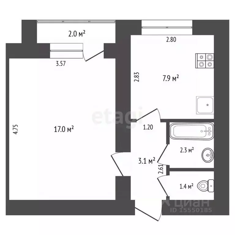 1-к кв. Самарская область, Самара ул. Советской Армии, 220 (33.0 м) - Фото 2