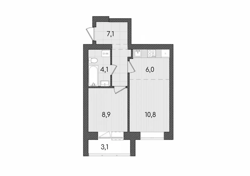 2-комнатная квартира: Киров, улица Капитана Дорофеева, 22 (40 м) - Фото 1