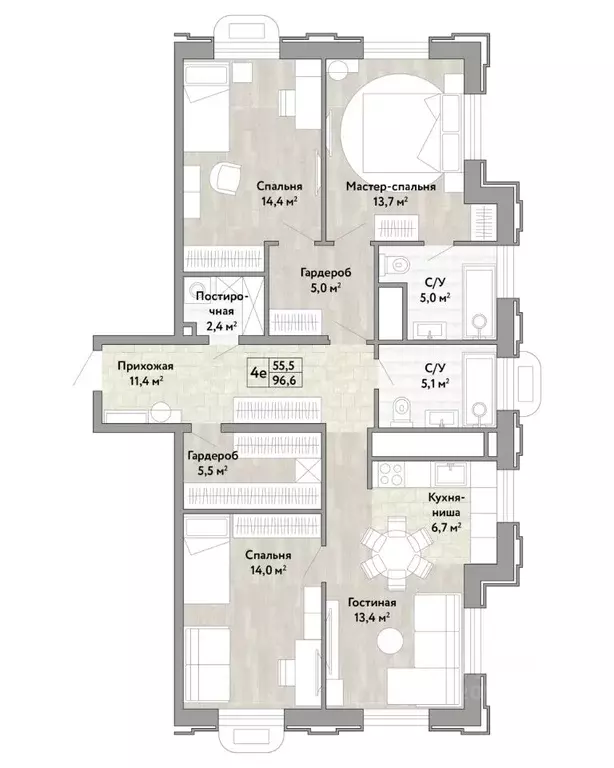 4-к кв. Хабаровский край, Хабаровск ул. Нагишкина (96.6 м) - Фото 1